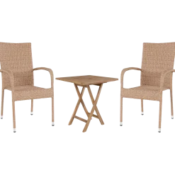 Alba/Nordsø cafésæt med bord og 2 stole teak/natur
