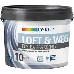 Dyrup loft og vægmaling ekstra spærrende 10 hvid 4,5 L
