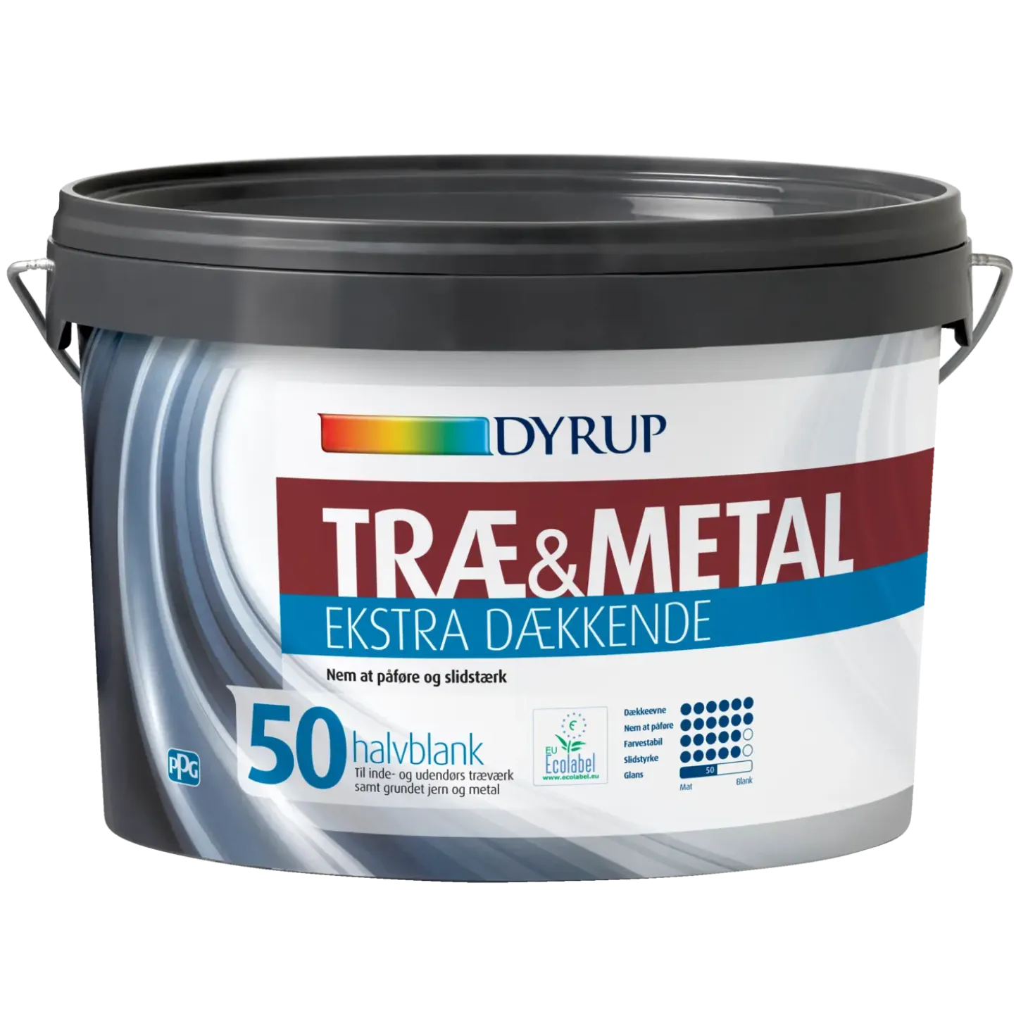 Dyrup træ og metalmaling ekstra dækkende 50 ral 9010 0,75 L