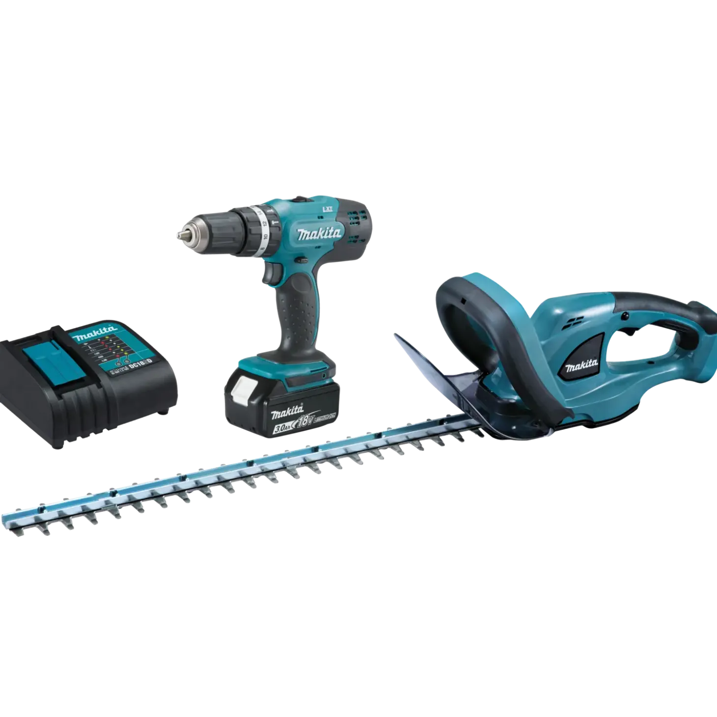 Makita DLX2113S Kombo-kit akku skruemaskine / hækkeklipper LXT 18V 3,0 Ah