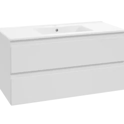 Mikelo vaskeskab med porcelænsvask, hvid mat - 60 cm