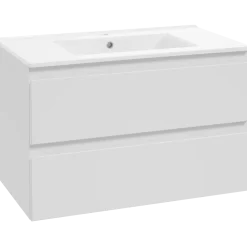 Mikelo vaskeskab med porcelænsvask, hvid mat - 60 cm