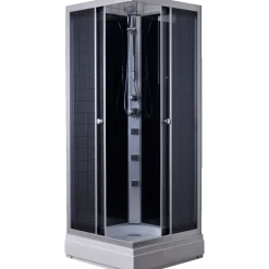 Milobad brusekabine rondo med massagedyser 80x80 cm hvid/grå