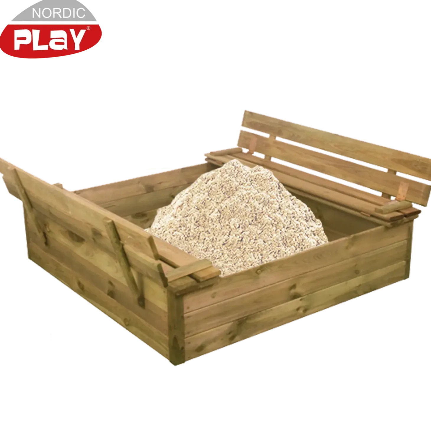 Nordic Play sandkasse trykimp. fyrretræ inkl. 240 kg sand 120x120 cm