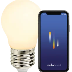 Nordlux smart pære LED E27 filament G45 4,7W hvid