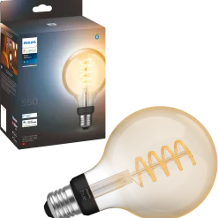 Philips Hue LED globe pære E27 7W G93 filament hvid ambiente