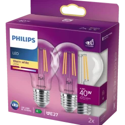 Philips Standard LED pære E27 40W 2 pack