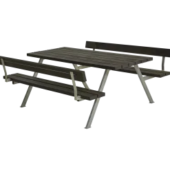 PLUS Alpha bord/bænkesæt m/2 ryglæn 177 cm RePlast Sort