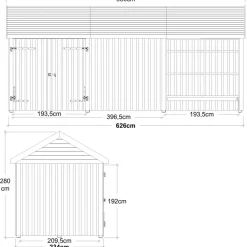 Plus Classic Multi Havehus 14,5 m² 3 moduler m/dobbeltdør og åben/lukket front