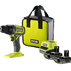 Ryobi bore-/skruemaskine m/2x2.0Ah batterier, lader, dobbeltbit og taske