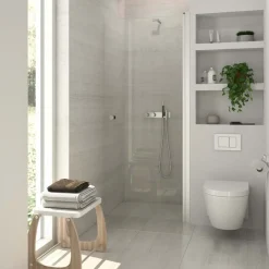 Scanbad Bruseadskillelse Satin/klart glas  99x200x0,6CM