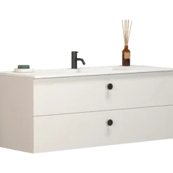 Scanbad Delta vaskeskab m/Micca vask 120 cm mat hvid