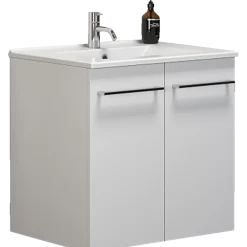 Scanbad Multo vaskeskab 61 cm m/låger inkl. Amber vask, hvid højglans