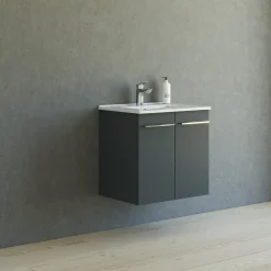 Scanbad Multo vaskeskab m/låger 61 cm  inkl. Amber vask, grå mat