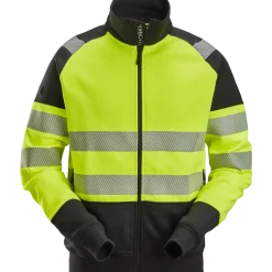 Snickers hi-vis sweatjakke med lynlås gul/sort str. 2XL
