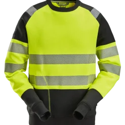 Snickers hi-vis sweatshirt gul/sort str. L