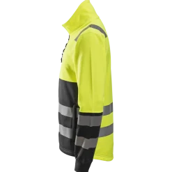 Snickers hi-vis trøje med gennemgående lynlås, klasse 2 gul/sort str. XL