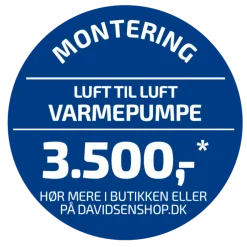 Standardmontering af luft-til-luft varmepumpe OBS: Der afregnes direkte med montøren, læs betingelserne